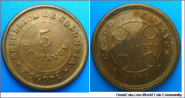Colombia- Lazareto 5 centavos 1901-For Sale-CAT 266 $ 90
JORGE