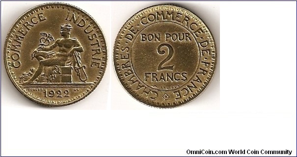 2 Francs - 1922, Paris Mint 