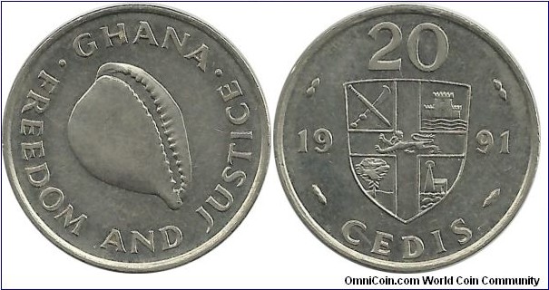Ghana 20 Cedi 1991