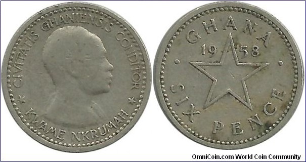 Ghana 6 Pence 1958