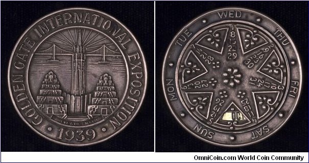 Shreve 1939 calendar medal.