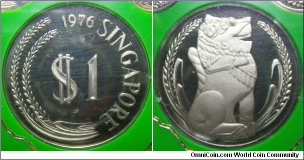 Singapore 1976 1 dollar proof. 