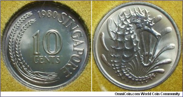 Singapore 1980 10 cents in mint set. 
