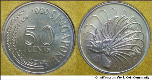 Singapore 1980 50 cents in mint set. 