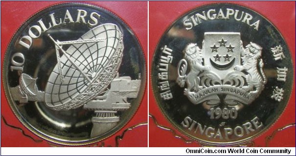 Singapore 1980 10 dollars in proof. 