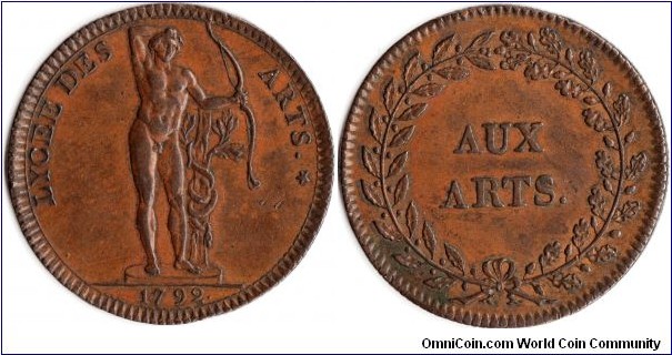 a copper jeton from the time of the French revolution. 