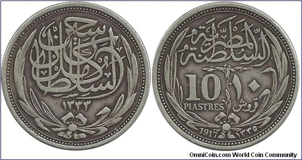 Egypt 10 Piastres 1917