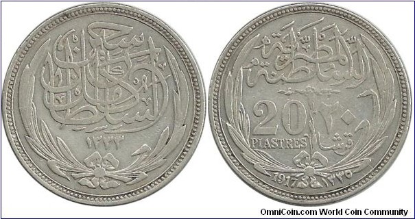 Egypt 20 Piastres 1917