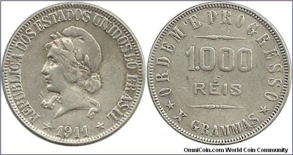 Brasil 1000 Reis 1911