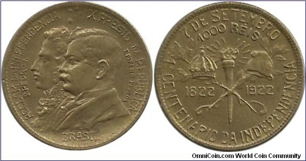 Brasil 1000 Reis 1822-1922 (1st Centennary of Independence)