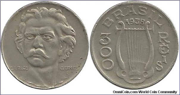 Brasil 300 Reis 1938
(Antonio Carlos Gomes-composer)