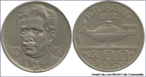 Brasil 400 Reis 1937
(Oswaldo Cruz-microbiologist)