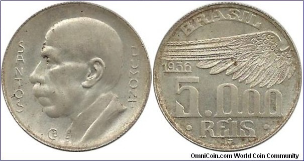 Brasil 5000 Reis 1936
(Alberto Santos Dumont-aviation pioneer)