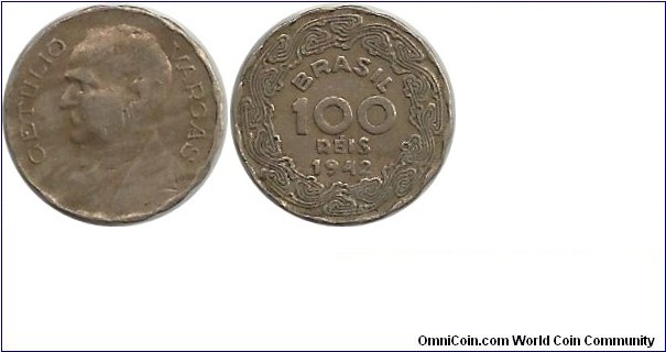 Brasil 100 Reis 1942
(Getulio Vargas)