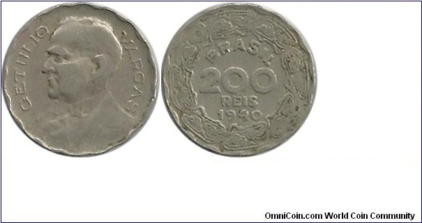 Brasil 200 Reis 1940
(Getulio Vargas)