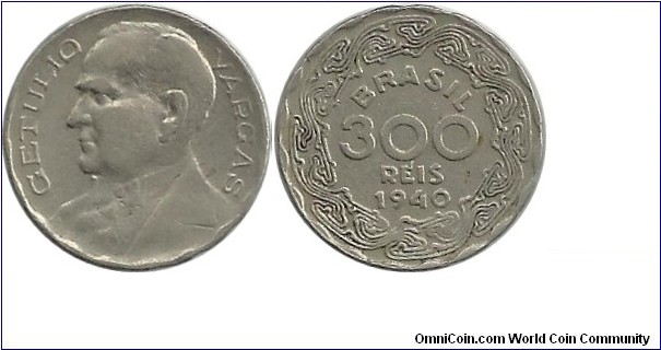 Brasil 300 Reis 1940
(Getulio Vargas)