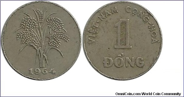 VietNam-South 1 Ðồng 1964