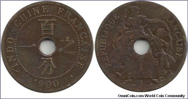 IndochinaFr 1 Cent 1900A