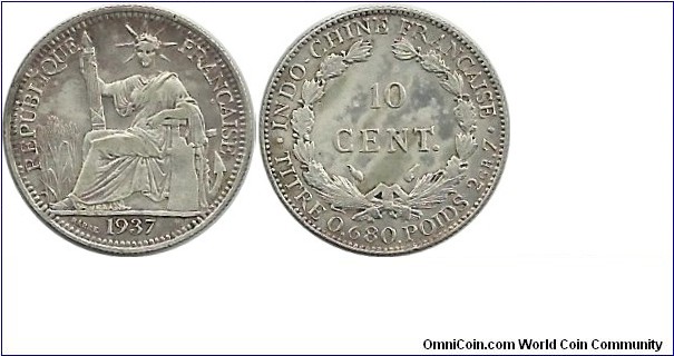 IndochinaFr 10 Cents 1937