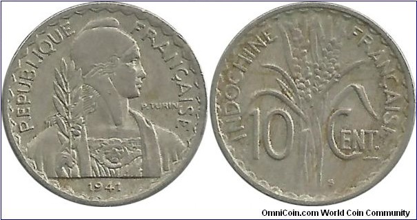 IndochinaFr 10 Cent 1941S