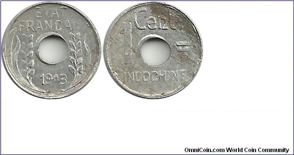IndochinaFr 1 Cent 1943