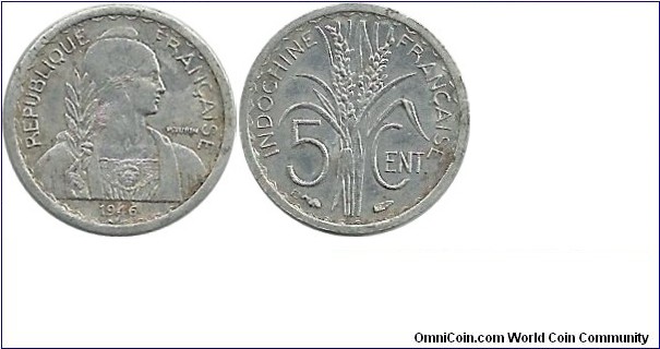 IndochinaFr 5 Cent 1946