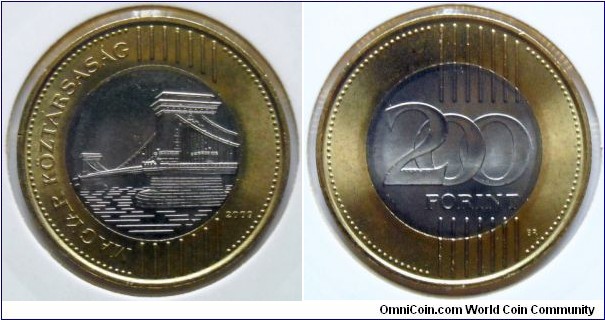 200 forint.
2009, Bimetal. Weight; 9gr. Diameter; 28,3mm. Design; Istvan Kosa. Minted in Budapest. Mintage; 71.000.000 units.