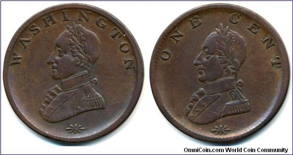 Washington Double Head cent. Breen-1206, W-11200, Baker-6