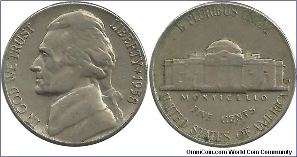 USA 5 Cents 1958D