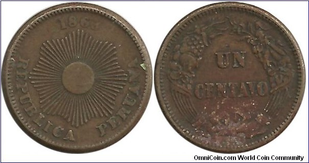 Peru 1 Centavo 1863