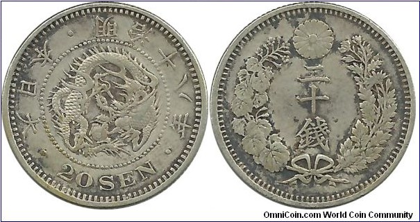 Japan 20 Sen Meiji-18 (1885)
