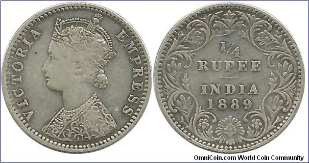 India-British ¼ Rupee 1889