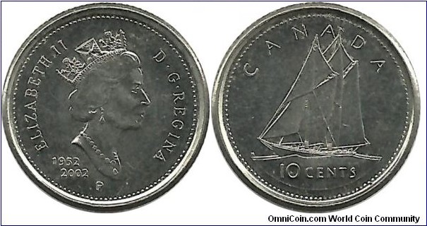 Canada 10 Cents ND(2002) - Golden Jubilee of Elizabeth II