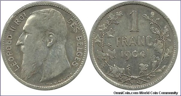 Belgium 1 Franc 1904-Fr
