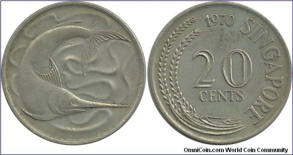 Singapore 20 Cents 1970