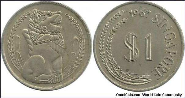 Singapore 1 Dollar 1967