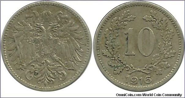 AustriaHungary 10 Heller 1916