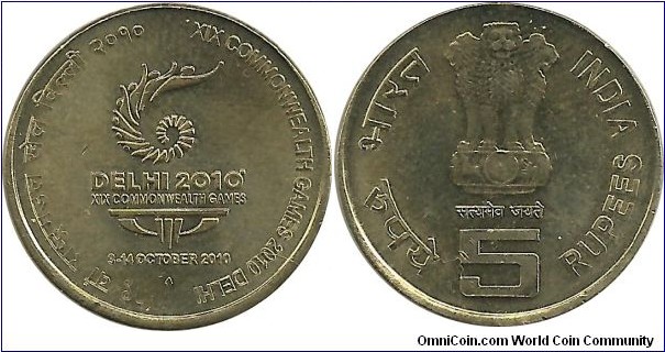 India 5 Rupees 2010(H)- XIX.Commonwealth Games 2010 Delhi