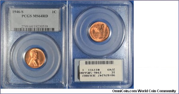 1946-S Lincoln Cent MS64RD