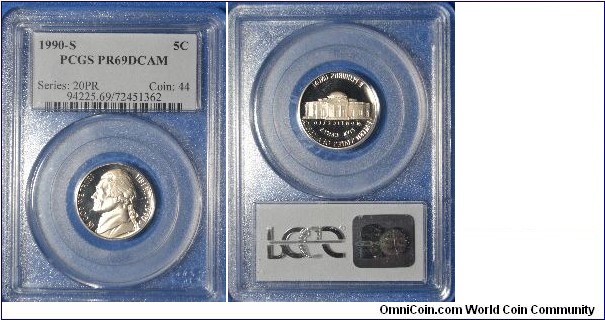 Jefferson Nickel PR69DCAM - part of my 1990 Proof Set