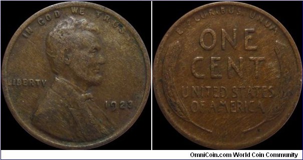 USA 1 Cent 1923 Woody Error