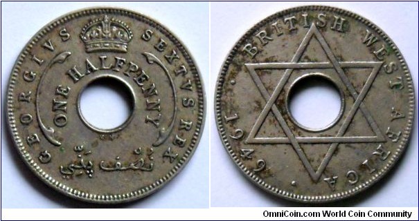 1/2 penny.
1949 (KN)