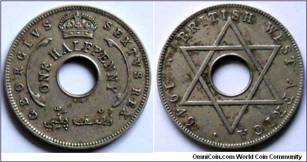 1/2 penny.
1949 (KN)