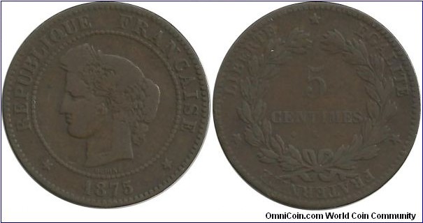 France 5 Centimes 1875K
