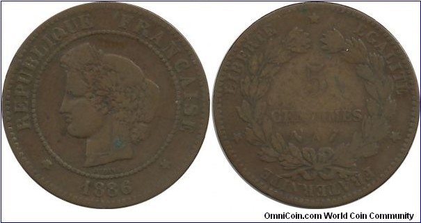 France 5 Centimes 1886A