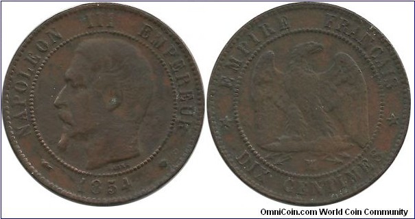 France 10 Centimes 1854