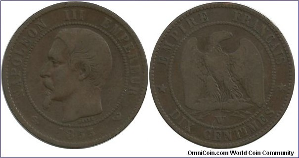 France 10 Centimes 1855W