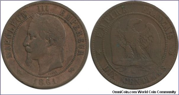 France 10 Centimes 1861