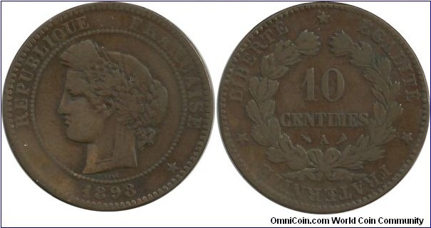 France 10 Centimes 1898