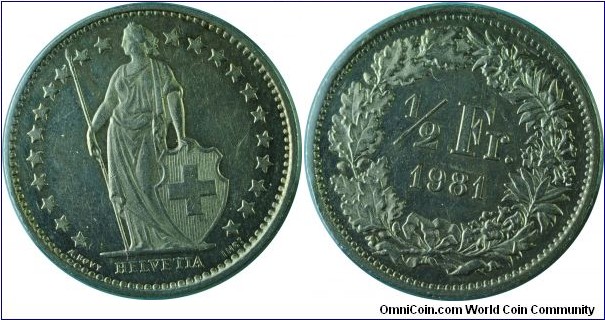 Switzerland0.5Franc-km23a-1981